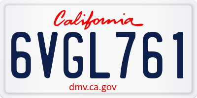 CA license plate 6VGL761