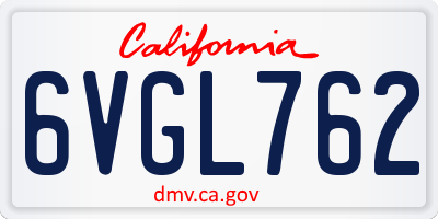CA license plate 6VGL762