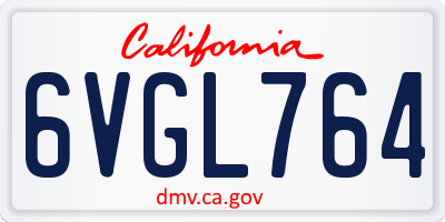 CA license plate 6VGL764