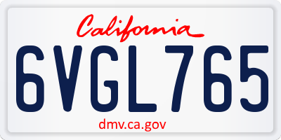 CA license plate 6VGL765