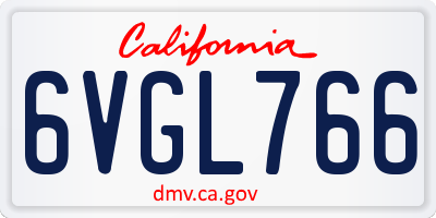 CA license plate 6VGL766