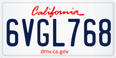CA license plate 6VGL768