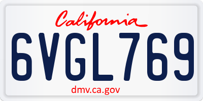 CA license plate 6VGL769