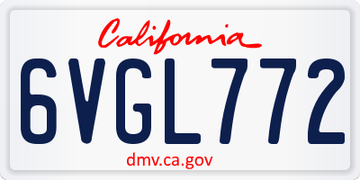 CA license plate 6VGL772