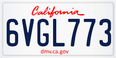 CA license plate 6VGL773
