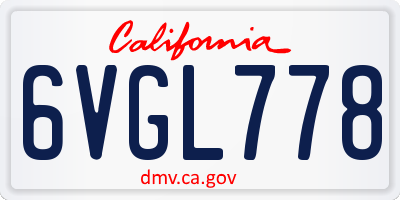 CA license plate 6VGL778