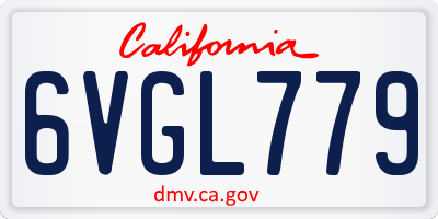 CA license plate 6VGL779