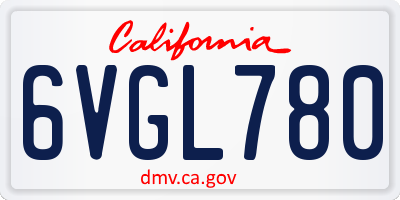 CA license plate 6VGL780