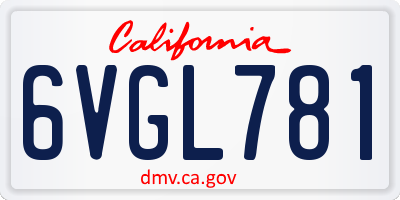 CA license plate 6VGL781