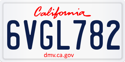 CA license plate 6VGL782