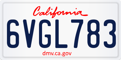 CA license plate 6VGL783