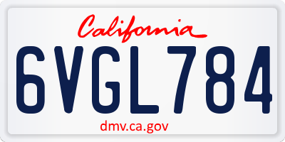 CA license plate 6VGL784