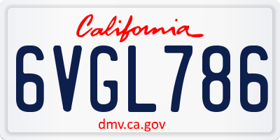 CA license plate 6VGL786