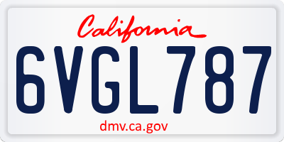 CA license plate 6VGL787