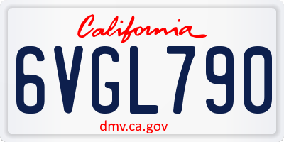 CA license plate 6VGL790