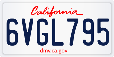 CA license plate 6VGL795