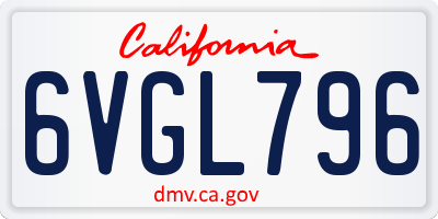 CA license plate 6VGL796