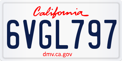 CA license plate 6VGL797