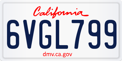 CA license plate 6VGL799