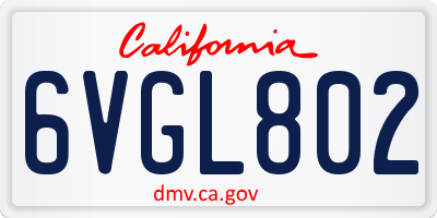 CA license plate 6VGL802