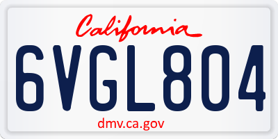 CA license plate 6VGL804