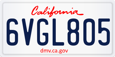 CA license plate 6VGL805