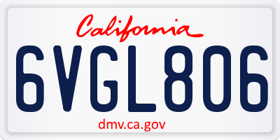 CA license plate 6VGL806