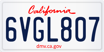 CA license plate 6VGL807