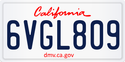 CA license plate 6VGL809
