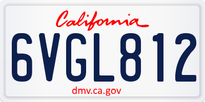 CA license plate 6VGL812
