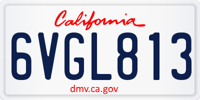 CA license plate 6VGL813