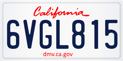 CA license plate 6VGL815