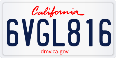 CA license plate 6VGL816