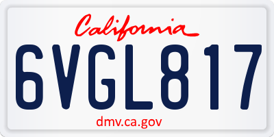 CA license plate 6VGL817