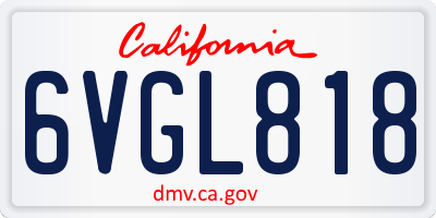 CA license plate 6VGL818