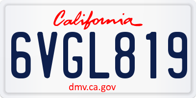 CA license plate 6VGL819