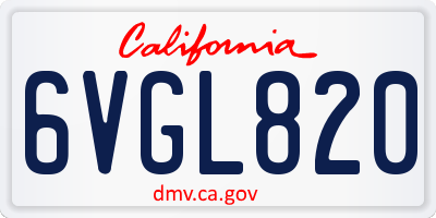 CA license plate 6VGL820