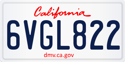 CA license plate 6VGL822