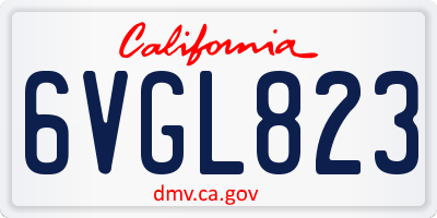 CA license plate 6VGL823