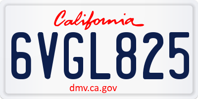 CA license plate 6VGL825