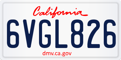 CA license plate 6VGL826