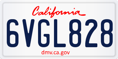 CA license plate 6VGL828