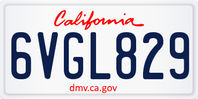 CA license plate 6VGL829