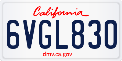 CA license plate 6VGL830