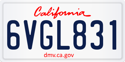 CA license plate 6VGL831
