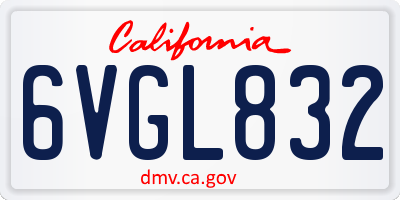 CA license plate 6VGL832
