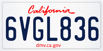 CA license plate 6VGL836