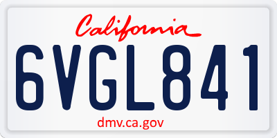 CA license plate 6VGL841