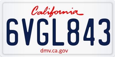 CA license plate 6VGL843