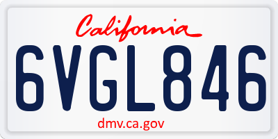 CA license plate 6VGL846